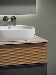 Тумба с раковиной Sancos DELTA 80 со столешницей, дуб красный/графит для ванной в интернет-магазине Sanbest