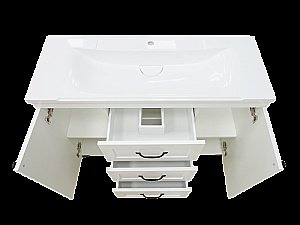 Тумба с раковиной 3 ящ. напольная Misty Дуэт 120 белая матовая для ванной в интернет-магазине Sanbest