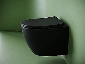 Унитаз подвесной Ceramica Nova UnoCN11001TMB черный матовый, с крышкой микролифт, безободковый, слив-торнадо купить в интернет-магазине Sanbest