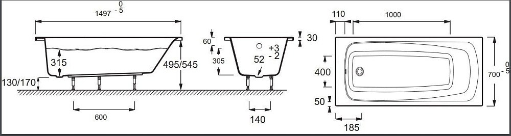 Ванна Jacob Delafon PATIO E6810RU-00 150x70 купить в интернет-магазине Sanbest