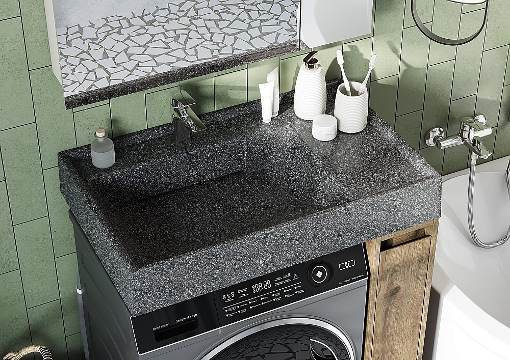 Раковина на стиральную машину Акватон Рейн 80 1A72113KRW210 графит купить в интернет-магазине Sanbest