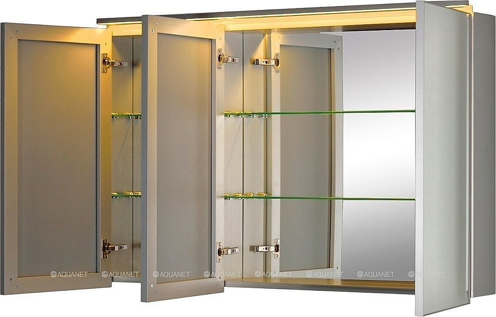 Зеркальный шкаф De Aqua Алюминиум 261755 120 серебро купить в интернет-магазине сантехники Sanbest