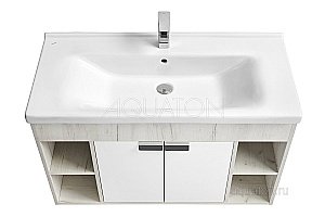 Тумба с раковиной Акватон Флай 100 белый/дуб крафт для ванной в интернет-магазине Sanbest