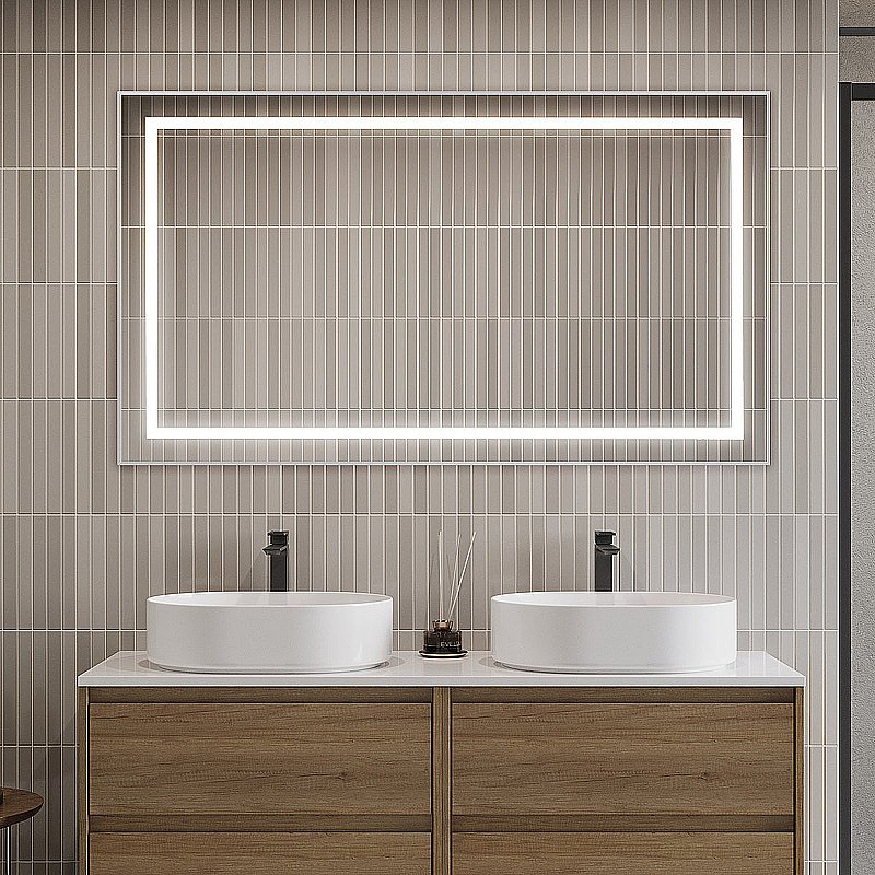 Зеркало BelBagno Kraft SPC-KRAFT-1400-800-SENS-AL сатин в ванную от интернет-магазине сантехники Sanbest