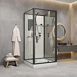 Душевая кабина Niagara Standart ST100/15Q/BL/BK 100х100 без крыши, профиль черный матовый/стекло прозрачное купить в интернет-магазине Sanbest