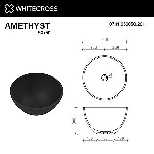 Раковина накладная WhiteCross Amethyst 50 0711.050050.201 черная матовая купить в интернет-магазине Sanbest