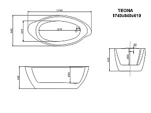 Ванна акриловая Lagard Teona lgd-tna-bw 172.5х79.5 белая,коричневая купить в интернет-магазине Sanbest