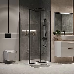 Душевой уголок Niagara Nova NG-84-10AB/NG-A80B-34 100х80 стекло прозрачное/профиль черный матовый купить в интернет-магазине Sanbest