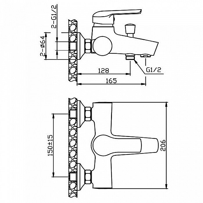Смеситель для ванны Orange Tony M54-100cr купить в интернет-магазине сантехники Sanbest