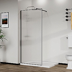 Душевое ограждение Azario Walk-in 120 AZ-271-120-MB-CRF стекло рифленое/профиль черный матовый купить в интернет-магазине Sanbest