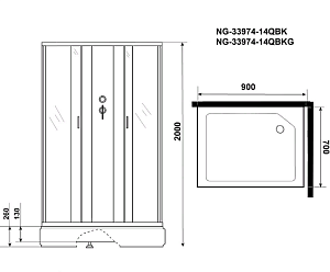 Душевая кабина Niagara Classic NG-33974-14QBKG 90x70 с гидромассажем купить в интернет-магазине Sanbest