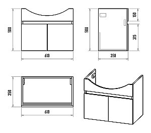 Тумба с раковиной Misty Монро - 65 Э-Мнр01065-011Пр белая для ванной в интернет-магазине Sanbest