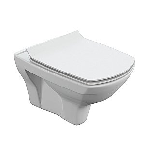 Унитаз подвесной Cersanit CARINA XL CO DPL EO slim c инсталляцией VECTOR/кнопка CORNER хром глянцевый, с крышкой микролифт, безободковый купить в интернет-магазине Sanbest