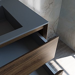 Тумба с раковиной Vincea Luka 80 VMC-2L800CO/VCB-13800G тёмный дуб/раковина серая для ванной в интернет-магазине Sanbest