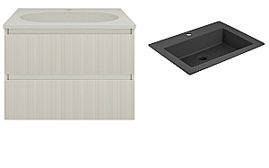 Тумба с раковиной Vincea Welle 60 VMC-2WL600MBG/VCB-13600B бежевая матовая/раковина черная для ванной в интернет-магазине Sanbest