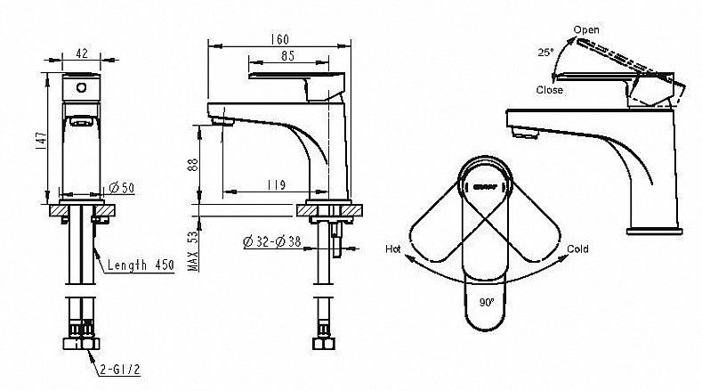 Смеситель для раковины Bravat Louise F1191183CP-RUS купить в интернет-магазине сантехники Sanbest