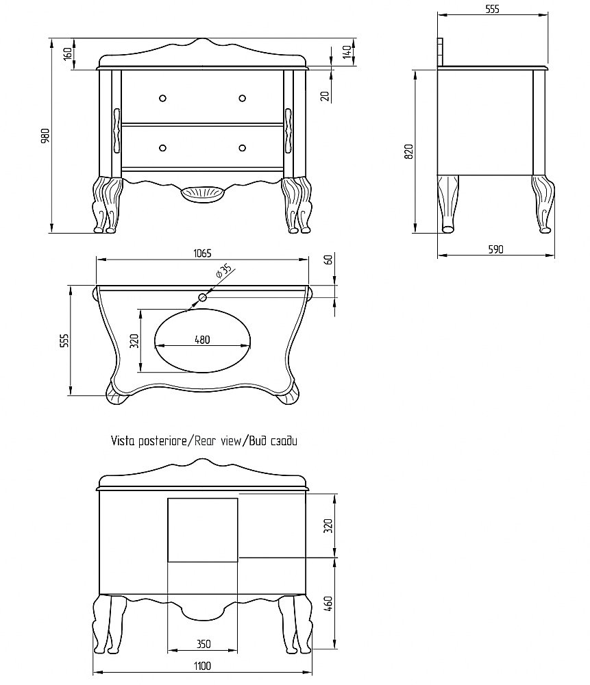 Тумба с раковиной Migliore Virginia 110 белая для ванной в интернет-магазине Sanbest