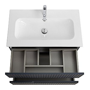 Тумба с раковиной Cezares DUET-N 80 DUET-N-800-2C-SO-GR-P+CZR-8073-80 Grafito для ванной в интернет-магазине Sanbest