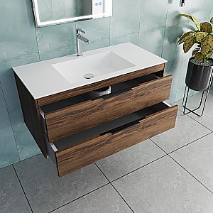 Тумба с раковиной Vincea Chiara 2D 100 VMC-2C2100CO/VCB-13100W тёмный дуб/раковина белая для ванной в интернет-магазине Sanbest