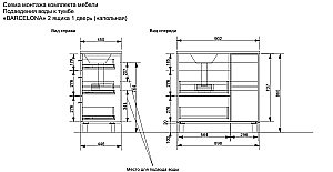 Тумба с раковиной Эстет Barcelona 90 напольная 2 ящика, 1 дверь/любой цвет тумбы и раковины под заказ для ванной в интернет-магазине Sanbest