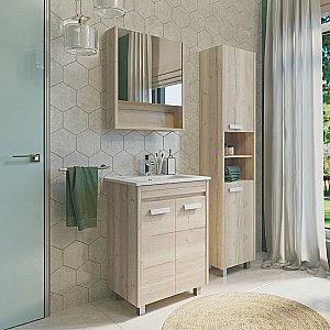 Зеркальный шкаф Comforty Марио 00-00005201 60 дуб дымчатый купить в интернет-магазине сантехники Sanbest