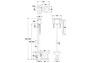 Унитаз Burlington P2-C28S BLA с высоким бачком, ручка черная купить в интернет-магазине Sanbest