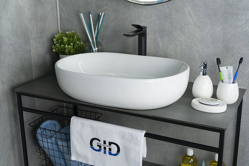 Раковина накладная Gid Lago 60 N9026a 51112 белая купить в интернет-магазине Sanbest