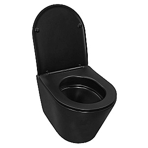 Унитаз подвесной Azario Vela AZ-2480MB-1 черный матовый, безободковый, с крышкой микролифт, слив торнадо купить в интернет-магазине Sanbest