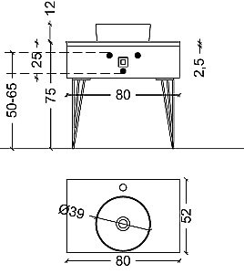 Консоль с раковиной Armadi Art LUCIDO DELMAR 80 коричневый для ванной в интернет-магазине сантехники Sanbest