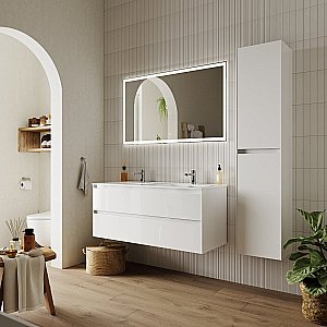 Тумба с раковиной Sancos Cento CN120-2W белый глянец для ванной в интернет-магазине Sanbest