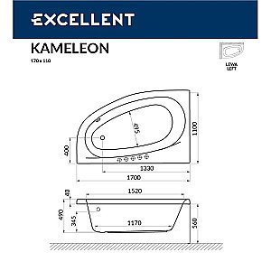 Ванна акриловая EXCELLENT Kameleon RELAX WAEX.KML17.RELAX.CR 170x110 белая с гидромассажем купить в интернет-магазине Sanbest
