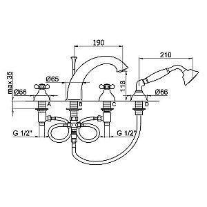 Смеситель для ванны с душем Webert Ottocento OT730101015 купить в интернет-магазине сантехники Sanbest