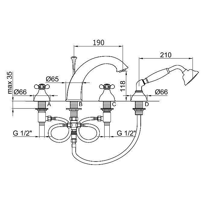 Смеситель для ванны с душем Webert Ottocento OT730101015 купить в интернет-магазине сантехники Sanbest