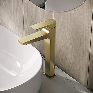 Смеситель для раковины высокий Grossman Classic 520.K35.04.320 золото сатиновый купить в интернет-магазине сантехники Sanbest