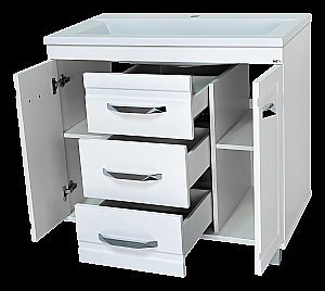 Тумба с раковиной Misty Терра - 90 П-Тер01090-0113Я белая для ванной в интернет-магазине Sanbest