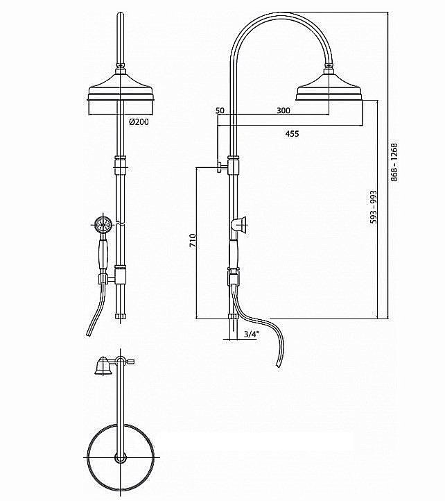 Душевая система Caprigo Parts 99-060-oro золото купить в интернет-магазине сантехники Sanbest