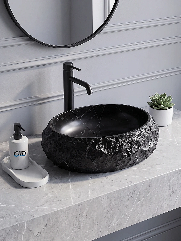 Раковина накладная GID Montana 630-bs 48 черный камень купить в интернет-магазине Sanbest
