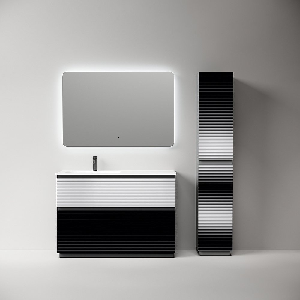 Тумба с раковиной Sancos Folk Floor FL120FLGS/FL120FRGS Grey soft для ванной в интернет-магазине Sanbest