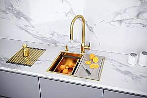 Кухонная мойка Paulmark NEXT-MULTI SINK 54 PM785445-BG брашированное золото купить в интернет-магазине сантехники Sanbest