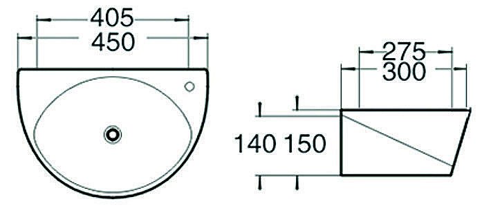 Раковина накладная SantiLine 40,5 SL-2016 белая купить в интернет-магазине Sanbest