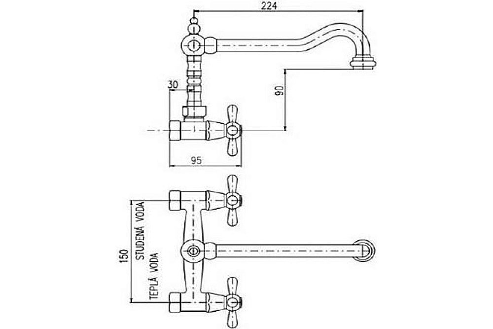 Смеситель для кухни Rav-Slezak Morava Retro MK502.5/28SM бронза купить в интернет-магазине сантехники Sanbest