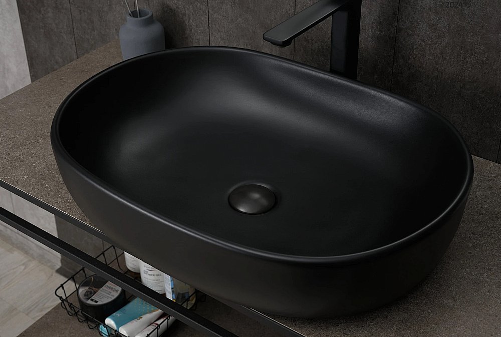 Раковина накладная Gid Lago 60 Bm9026a 53369 черная матовая купить в интернет-магазине Sanbest