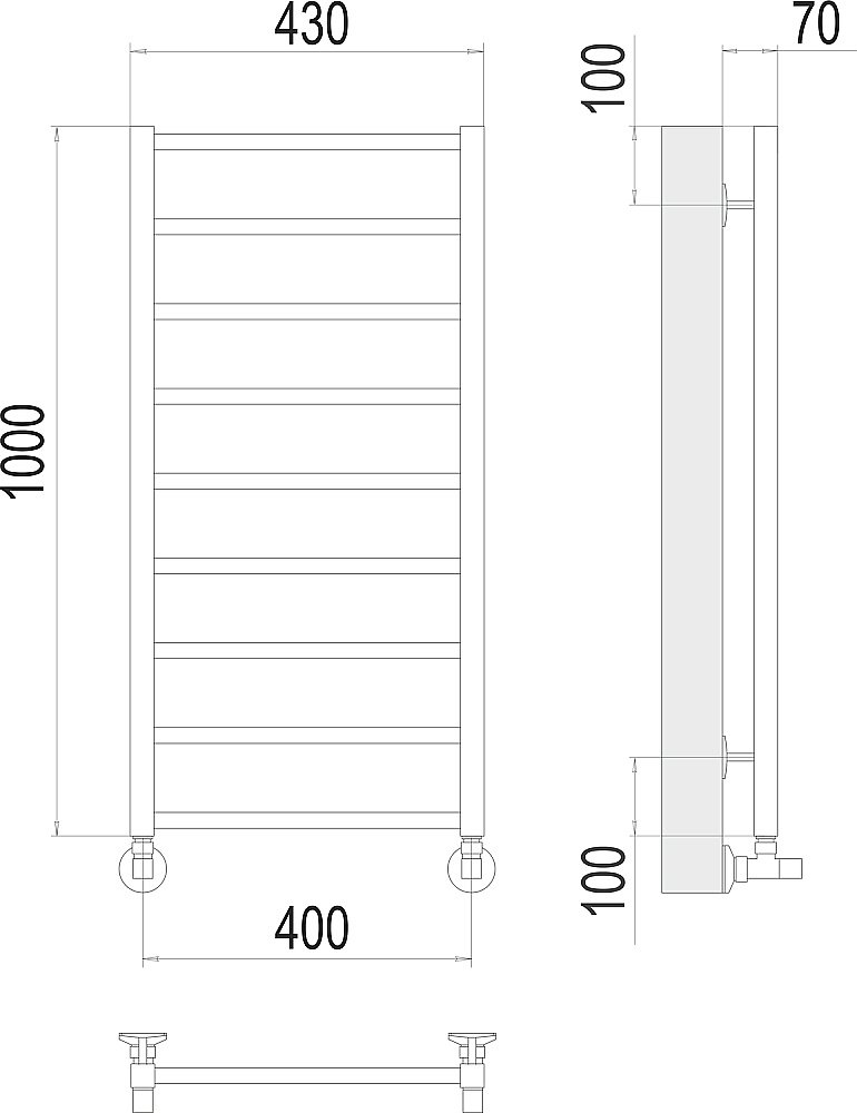 Полотенцесушитель водяной Terminus Контур П9 400х1000 купить в интернет-магазине сантехники Sanbest