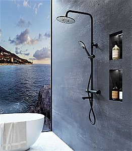 Душевая система Orange Thermo T02S3-911b черный матовый купить в интернет-магазине сантехники Sanbest