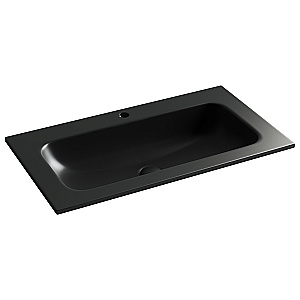 Тумба с раковиной Sancos Velta 80 VL80GG+CN7012MB серо-зеленая матовая/раковина черная матовая, с отверстием для ванной в интернет-магазине Sanbest