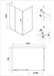 Душевой уголок Niagara Nova NG-42-10AG-NG-A70G 100x70 купить в интернет-магазине Sanbest