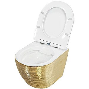 Унитаз подвесной Grossman Color GR-4455GWS безободковый, с крышкой микролифт, золото купить в интернет-магазине Sanbest