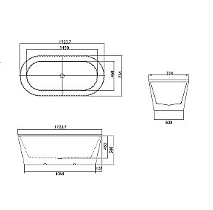 Ванна акриловая Grossman Forta GR-27021MB 170x75 черная матовая купить в интернет-магазине Sanbest