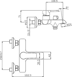 Смеситель для ванны Rossinka W W35-31 купить в интернет-магазине сантехники Sanbest