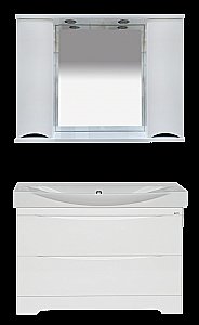 Зеркало со шкафом Misty Элвис 103 белая эмаль в ванную от интернет-магазине сантехники Sanbest